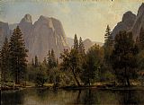 Albert Bierstadt Canvas Paintings - Cathedral Rocks, Yosemite Valley